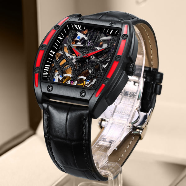 Guanqin Automatic Watch Men Mechanical Wristwatches Luxury for Men Skeleton Sapphire Waterproof Movement Casual Fashion 2021