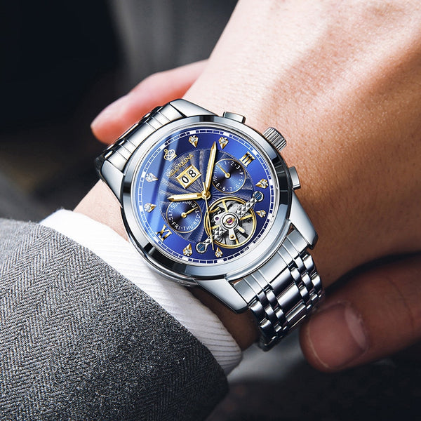 Men's Fashion Watch Business Multi-function Hollow Tourbillon Movement Large Dial Business Leisure Luxury Mechanical Watch WA248