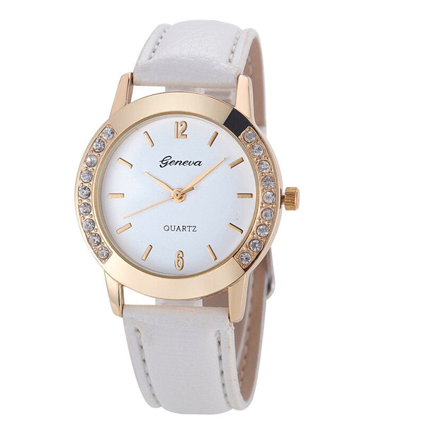 Unique Design Diamond Quartz Watch Leather Belt Strap Ladies Bracelet Wristwatch Montre Femme Relogio Feminino Drop Shipping