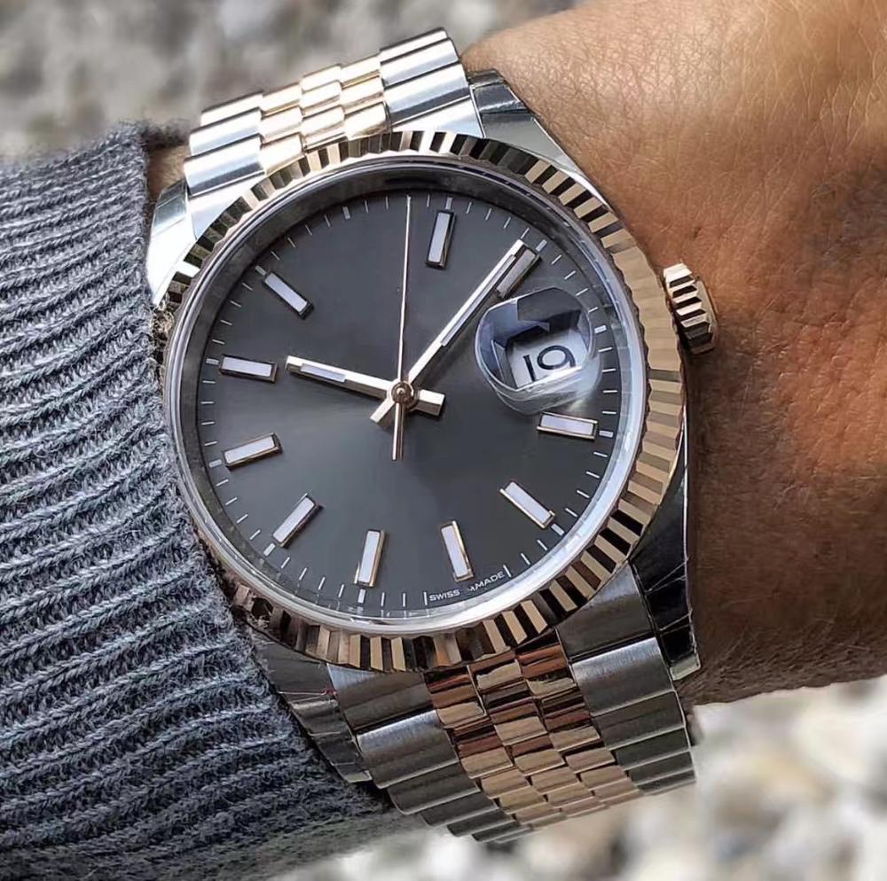 Luxury Brand Grey Mens Watch 41mm SS Black Men Date 2813 Mechanical Automatic Just Top Desinger Mens Watches Wristwatches